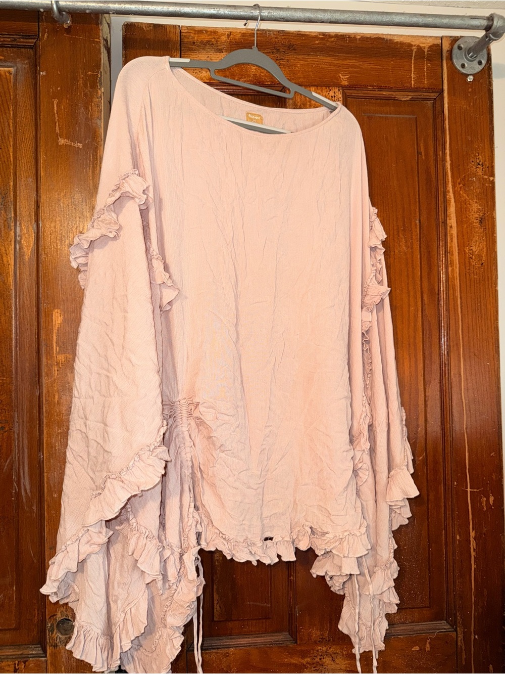 Free People Blush Ruffle Boho Tunic Top